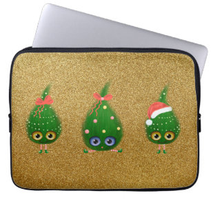 Housse Pour Ordinateur Portable Beau Pois de neige Critère de Noël Solstice d'hive