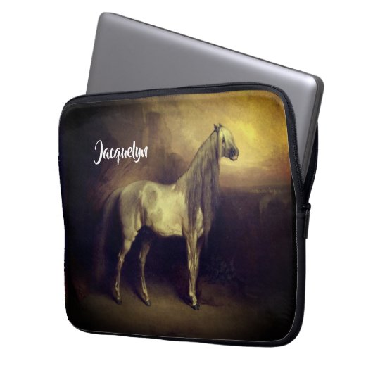 Housse Pour Ordinateur Portable Beau Stallion arabe gris tacheté (devant gauche)