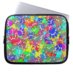 Housse Pour Ordinateur Portable Beaucoup D'Empreintes de pattes De Chiens Partout