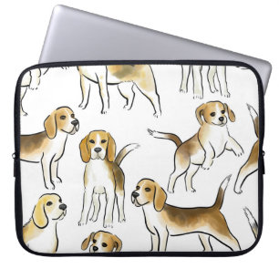 Housse Pour Ordinateur Portable Beauté beagle : Motif de chien aquarelle