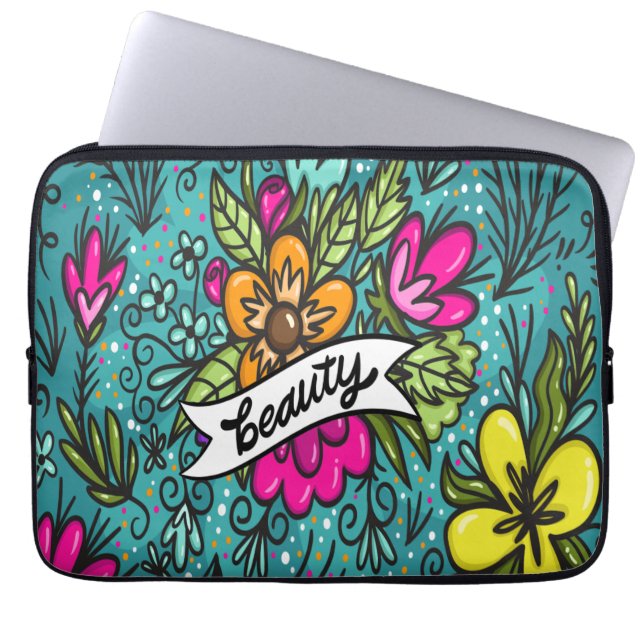 Housse Pour Ordinateur Portable Beauté de l'oreiller avec fleurs (Devant)