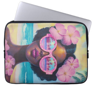 Housse Pour Ordinateur Portable Beauté tropicale dans les tons roses