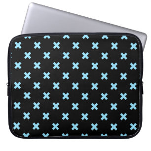 Housse Pour Ordinateur Portable Bébé croix bleu coutures sur noir