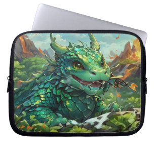 Housse Pour Ordinateur Portable Bébé vert Hawaiian Fire Dragon & Volcanoes