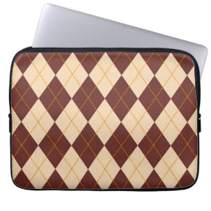 Housse Pour Ordinateur Portable Beige Brown Automne Jacquard d'automne Diamant Mot