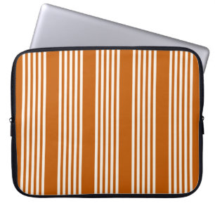 Housse Pour Ordinateur Portable Beige et orange brûlé cinq rayures motif