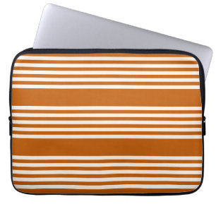 Housse Pour Ordinateur Portable Beige et orange brûlé cinq rayures motif