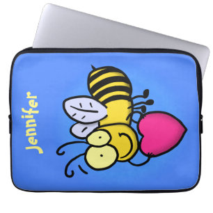 Housse Pour Ordinateur Portable Belle abeille drôle avec dessin animé du coeur