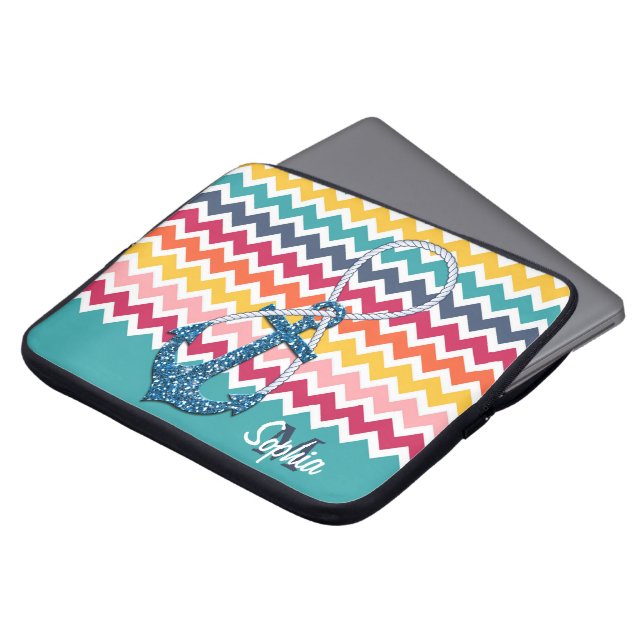 Housse Pour Ordinateur Portable Belle fausse parties scintillant ancre nautique in (Devant haut)