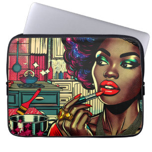 Housse Pour Ordinateur Portable Belle Femme Se Mettant du Rouge à Lèvres
