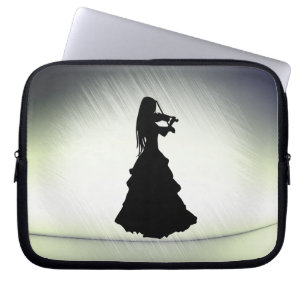 Housse Pour Ordinateur Portable Belle Gitane Joue Violon Vert