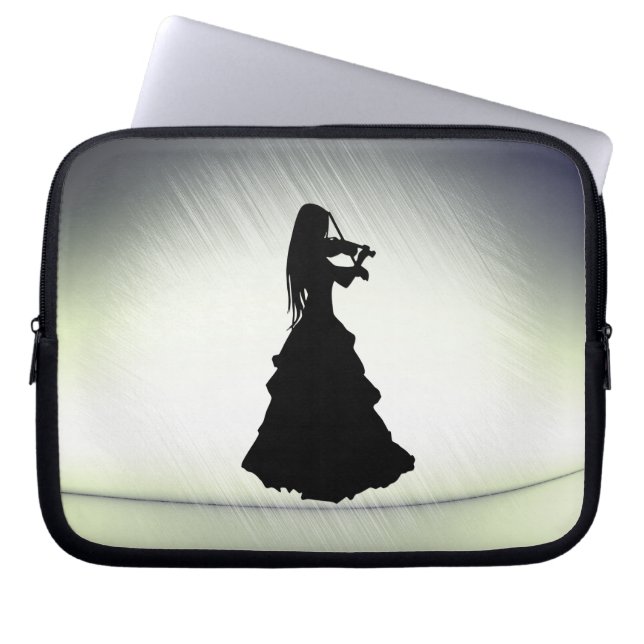Housse Pour Ordinateur Portable Belle Gitane Joue Violon Vert (Devant)