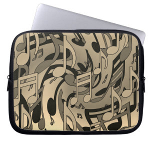 Housse Pour Ordinateur Portable Belle Musique Chaleureuse Sepia Lively Notes music