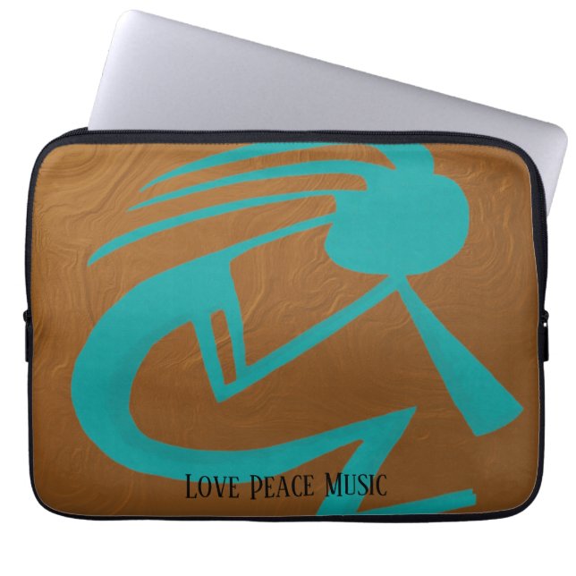 Housse Pour Ordinateur Portable Belle peinture Turquoise Kokopelli (Devant)