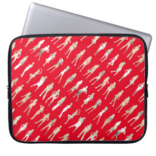 Housse Pour Ordinateur Portable Belle silhouette blanche rouge mode filles motifs