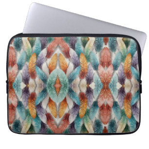 Housse Pour Ordinateur Portable Belles plumes de cristal de glace multicolore