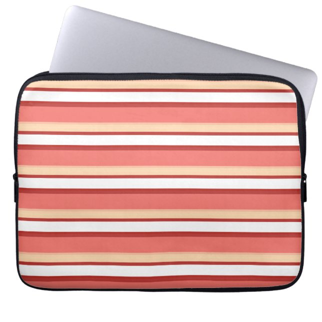 Housse Pour Ordinateur Portable Belles rayures blanches roses (Devant)