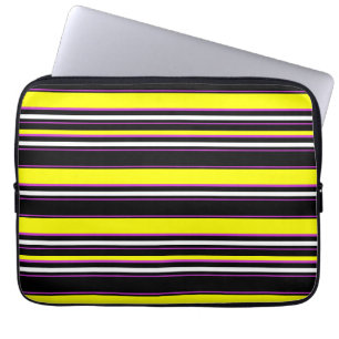 Housse Pour Ordinateur Portable Belles rayures jaunes noirs