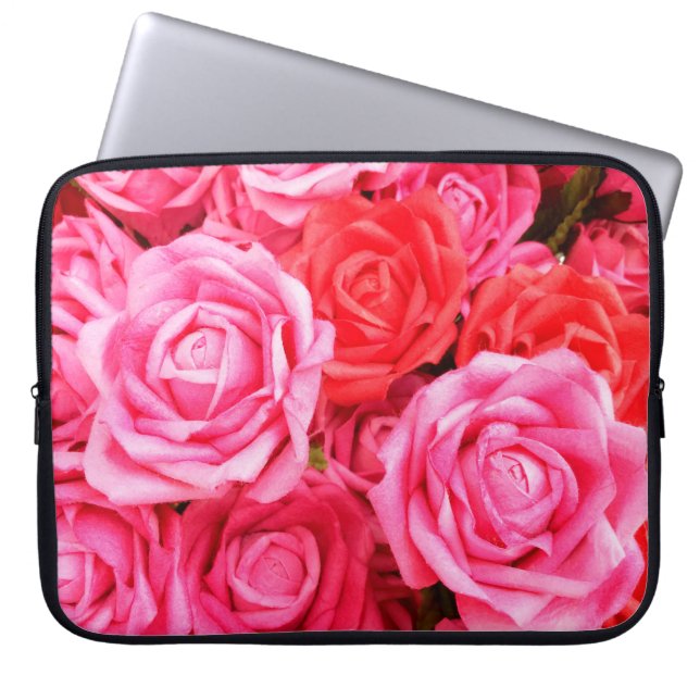Housse Pour Ordinateur Portable Belles roses rouges et roses (Devant)