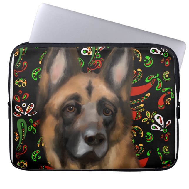 HOUSSE POUR ORDINATEUR PORTABLE BERGER ALLEMAND       (Devant)