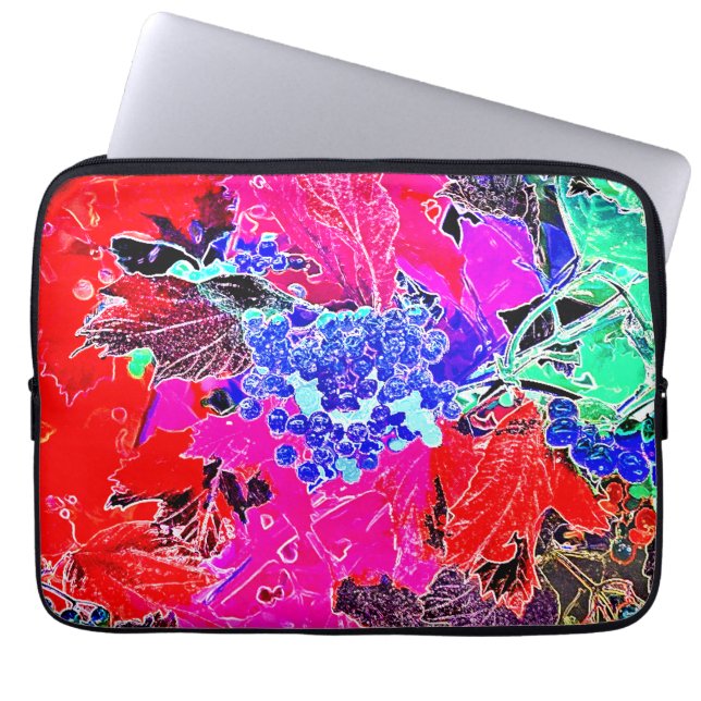 HOUSSE POUR ORDINATEUR PORTABLE BERRIES ET FEUILLES (Devant)