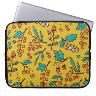 Housse Pour Ordinateur Portable Berries sur branches, motif naturel sans soudure.