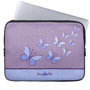 Housse Pour Ordinateur Portable Beurre en bleu - Nom et initiale