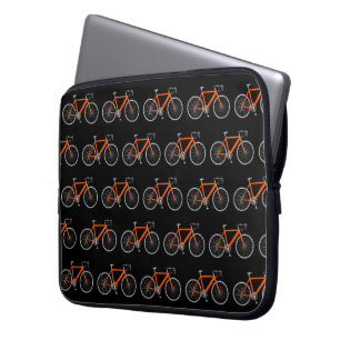 Housse Pour Ordinateur Portable Bicyclette orange sur fond noir