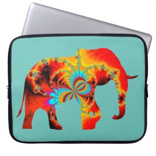 Housse Pour Ordinateur Portable Bien-être animal - Silhouette éléphante Fractale 1