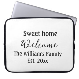 Housse Pour Ordinateur Portable Bienvenue chez vous ajoutez nom de famille année d