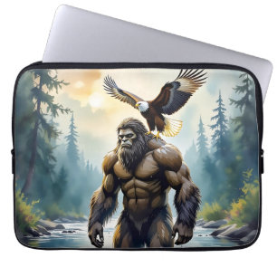 Housse Pour Ordinateur Portable Bigfoot avec un aigle sur son épaule