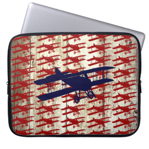 Housse Pour Ordinateur Portable Biplane vintage sur la grange Wood Aviation Cadeau