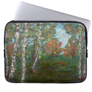 Housse Pour Ordinateur Portable Birch Trees in a Woodland Forest (par Kimon Loghi)