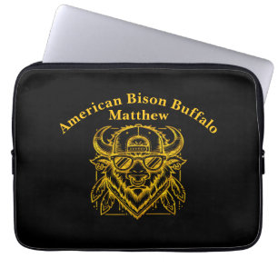 Housse Pour Ordinateur Portable Bison d'or élégant avec lunettes de soleil et Casq