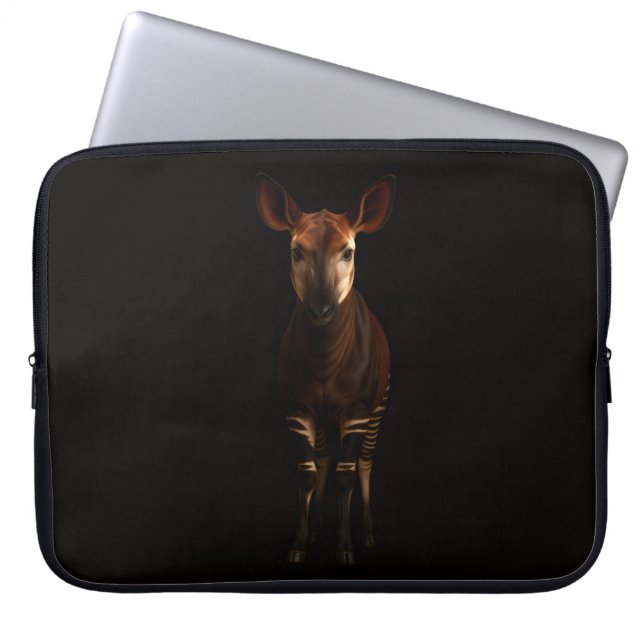 Housse Pour Ordinateur Portable Black 4 Luxe Laptop Sleeve, Forest Okapi (Devant)