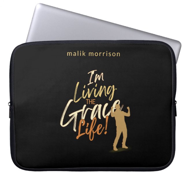 Housse Pour Ordinateur Portable Black Modern Grace Script Homme Silhouette (Devant)