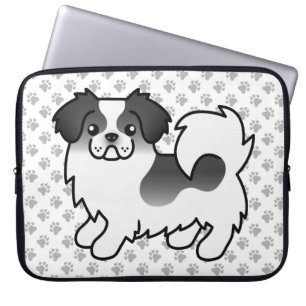 Housse Pour Ordinateur Portable Black Parti Couleur Espagnol Tibétain Chien mignon