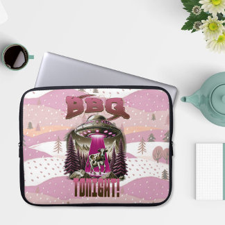Housse Pour Ordinateur Portable Blague sur l'enlèvement de vache au BBQ Alien