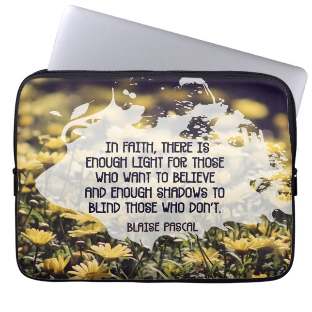 Housse Pour Ordinateur Portable Blaise Pascal Inspirational Quote "In faith" (Devant)