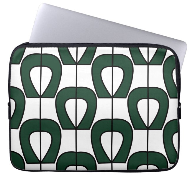 Housse Pour Ordinateur Portable Blanc Vert Moderne Géométrique Cool Abstrait (Devant)
