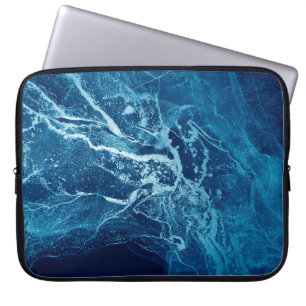 Housse Pour Ordinateur Portable Bleu Abstrait. Bleu et blanc Blots. Effacer w