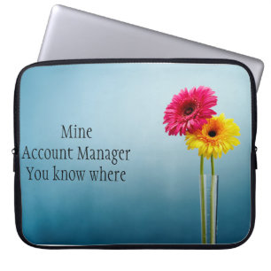 Housse Pour Ordinateur Portable Bleu avec deux fleurs sur la manche de l'ordinateu