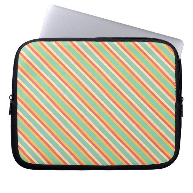 Housse Pour Ordinateur Portable Bleu bleu rose jaune rétro (Devant)