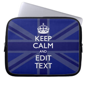 Housse Pour Ordinateur Portable Bleu de minuit Gardez le calme Obtenez votre texte