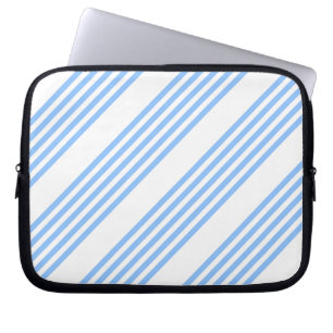 Housse Pour Ordinateur Portable Bleu et blanc cinq bandes motif