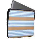 Housse Pour Ordinateur Portable Bleu et blanc cinq bandes motif avec bronze (Devant droit)