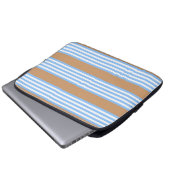 Housse Pour Ordinateur Portable Bleu et blanc cinq bandes motif avec bronze (Devant bas)