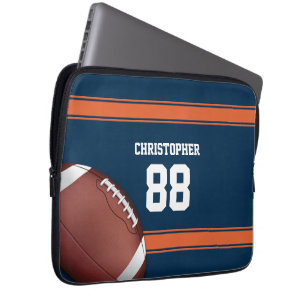 Housse Pour Ordinateur Portable Bleu et Orange Grille Jersey Fer Football