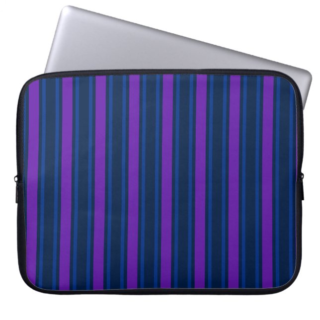 Housse Pour Ordinateur Portable Bleu et violet bonbons rayés (Devant)