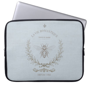Housse Pour Ordinateur Portable Bleu français abeille miel vintage campagne frança